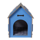 Wooden Dog House Pet Kennel Timber Indoor Cabin Large Blue L