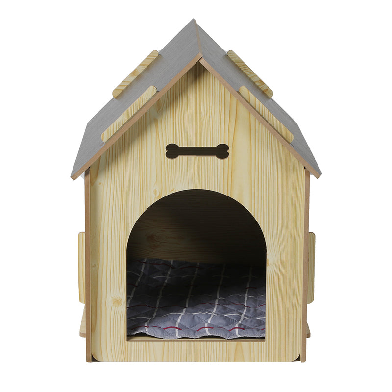 Wooden Dog House Pet Kennel Timber Indoor Cabin Large Oak L