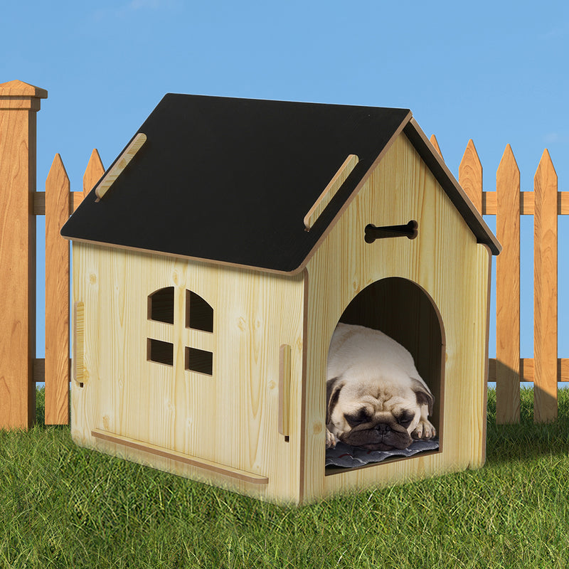 Wooden Dog House Pet Kennel Timber Indoor Cabin Large Oak L