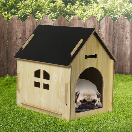 Wooden Dog House Pet Kennel Timber Indoor Cabin Large Oak L