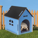 Wooden Dog House Pet Kennel Timber Indoor Cabin Medium Blue M