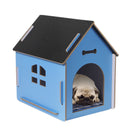 Wooden Dog House Pet Kennel Timber Indoor Cabin Medium Blue M