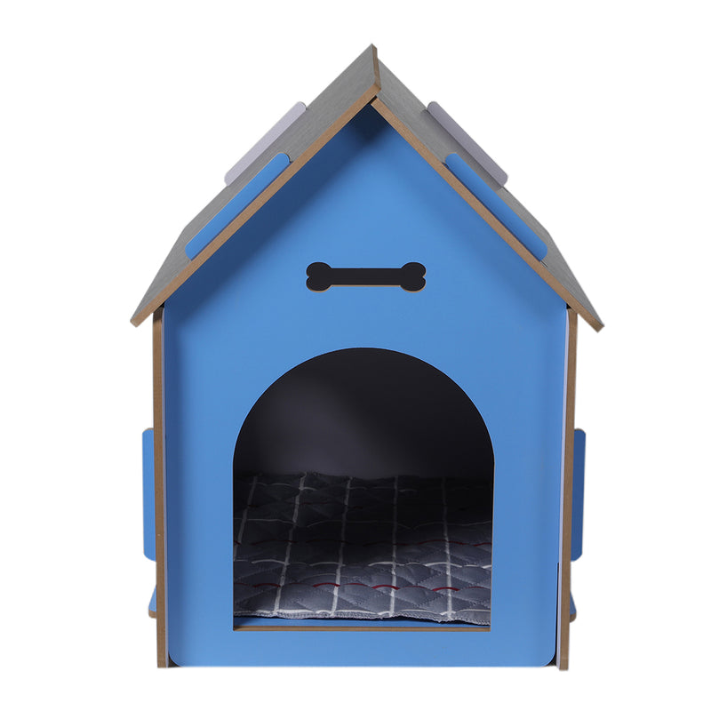 Wooden Dog House Pet Kennel Timber Indoor Cabin Extra Large Blue XL