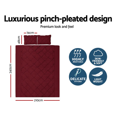 Giselle Luxury Classic Bed Duvet Doona Quilt Cover Set Hotel King Burgundy Red