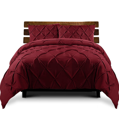 Giselle Luxury Classic Bed Duvet Doona Quilt Cover Set Hotel King Burgundy Red