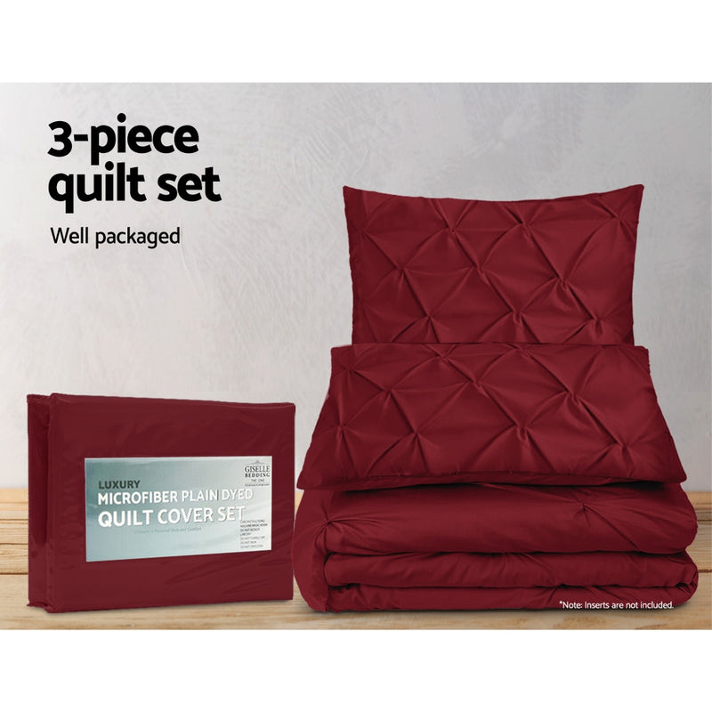 Giselle Luxury Classic Bed Duvet Doona Quilt Cover Set Hotel King Burgundy Red