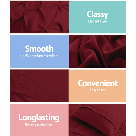 Giselle Luxury Classic Bed Duvet Doona Quilt Cover Set Hotel Super King Burgundy Red