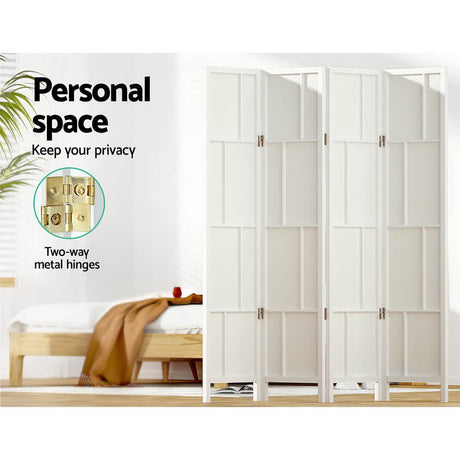 Artiss Ashton Room Divider Screen Privacy Wood Dividers Stand 4 Panel White