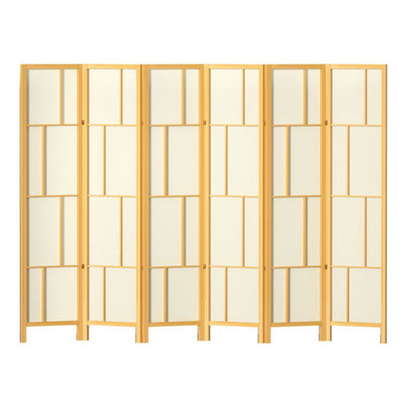 Artiss Ashton Room Divider Screen Privacy Wood Dividers Stand 6 Panel Natural