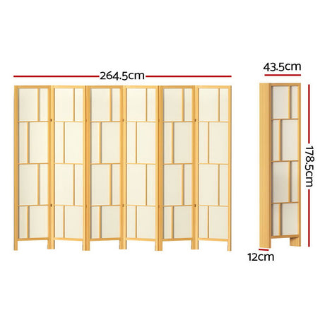 Artiss Ashton Room Divider Screen Privacy Wood Dividers Stand 6 Panel Natural