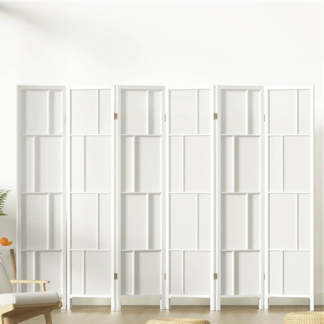 Artiss Ashton Room Divider Screen Privacy Wood Dividers Stand 6 Panel White