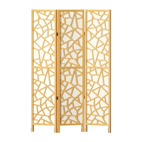 Artiss Clover Room Divider Screen Privacy Wood Dividers Stand 3 Panel Natural