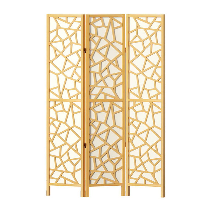 Artiss Clover Room Divider Screen Privacy Wood Dividers Stand 3 Panel Natural