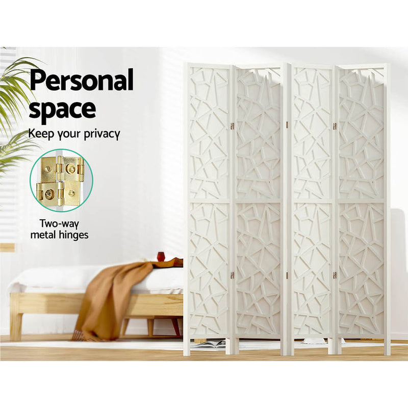 Artiss Clover Room Divider Screen Privacy Wood Dividers Stand 4 Panel White