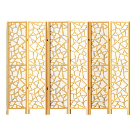 Artiss Clover Room Divider Screen Privacy Wood Dividers Stand 6 Panel Natural