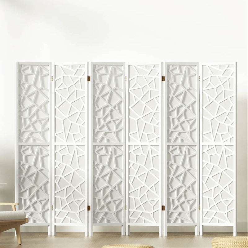 Artiss Clover Room Divider Screen Privacy Wood Dividers Stand 6 Panel White