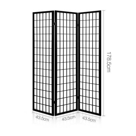 Artiss 3 Panel Wooden Room Divider - Black