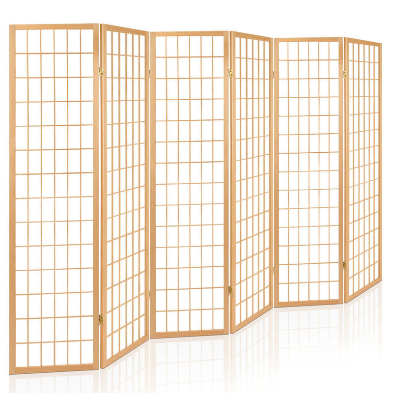 Artiss 6 Panel Room Divider Privacy Screen Foldable Pine Wood Stand Natural