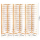 Artiss 6 Panel Room Divider Privacy Screen Foldable Pine Wood Stand Natural