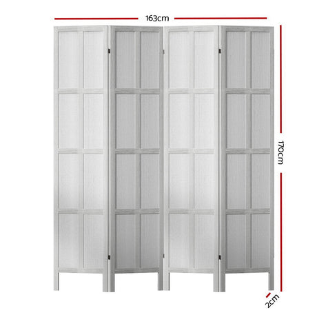 Artiss Jade Room Divider Screen Privacy Wood Dividers Stand 4 Panel White