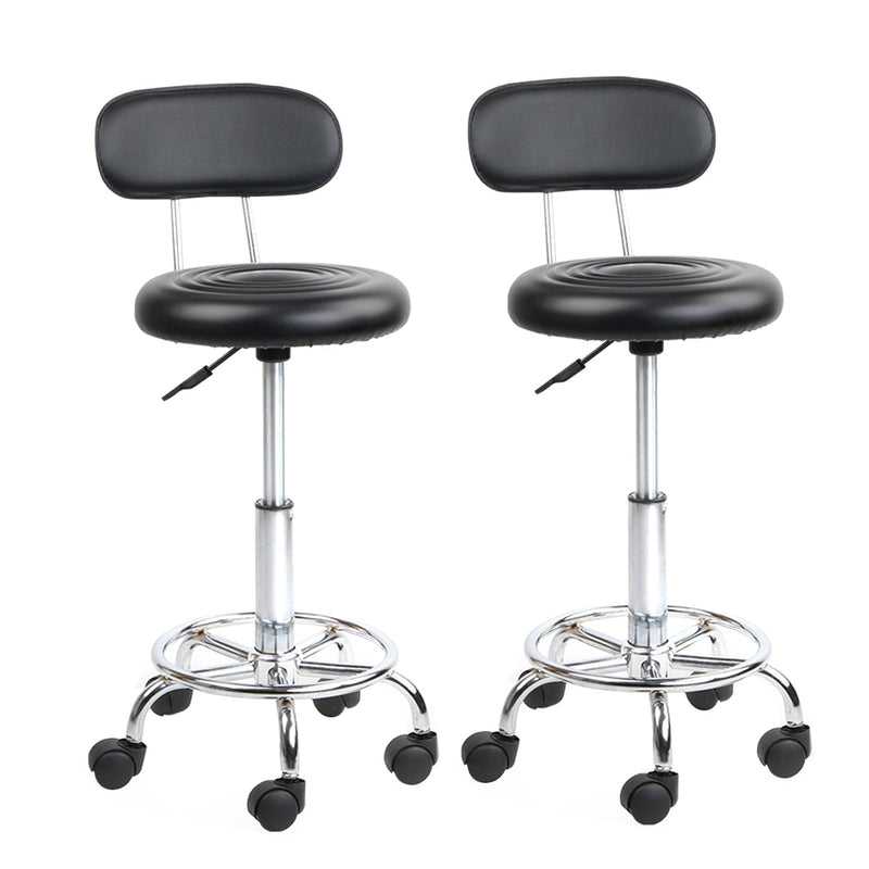 Artiss set of 2 Salon Stool Swivel Chair Backrest Barber Hairdressing Hydraulic Height