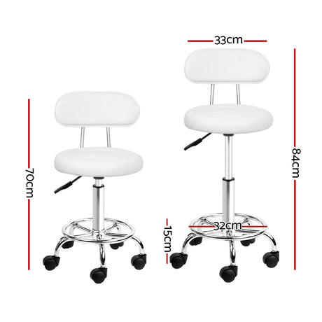 Artiss set of 2 Salon Stool Swivel Barber Chair Backrest Hairdressing Hydraulic Height