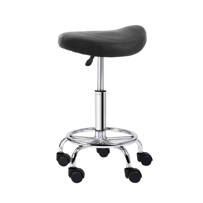 Artiss 2X Saddle Salon Stool Swivel Barber Hair Dress Chair Hydraulic Lift Black