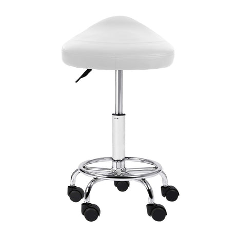 Artiss 2X Saddle Salon Stool Swivel Barber Hair Dress Chair Hydraulic Lift White