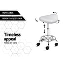 Artiss Set of 2 Saddle Salon Stool White Swivel Barber Hair Dress Chair Hydraulic Lift