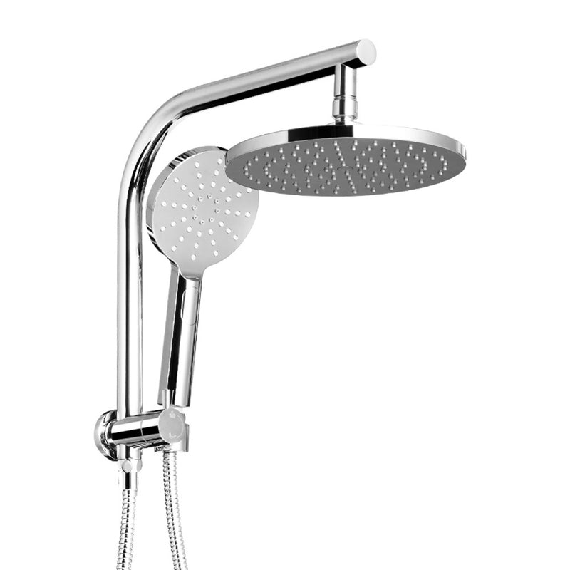 WELS 9 inch Rain Shower Head Round Wall Bathroom Arm Handheld Spray Bracket Rail Chrome