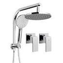 WELS Round 9 inch Rain Shower Head and Taps Set Bathroom Handheld Spray Bracket Rail Chrome