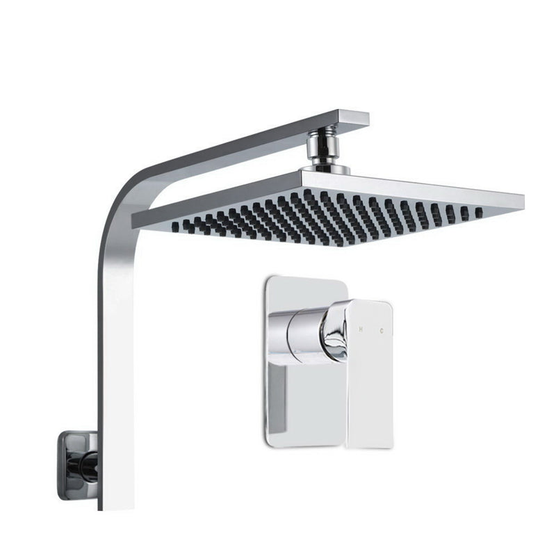 WELS 8 Rain Shower Head Set Bathroom Gooseneck Square Mixer Hand Held High Pressure"