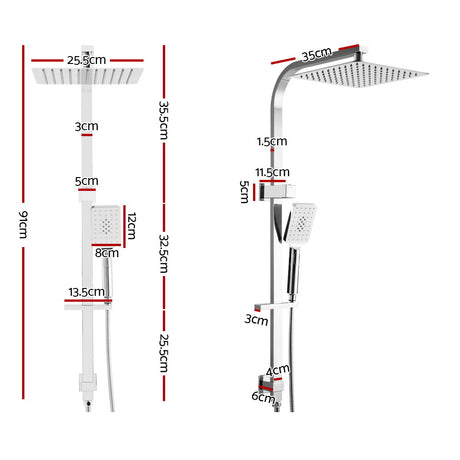 WELS 10 Rain Shower Head Set Bathroom Square Dual Heads Faucet High Pressure Hand Held