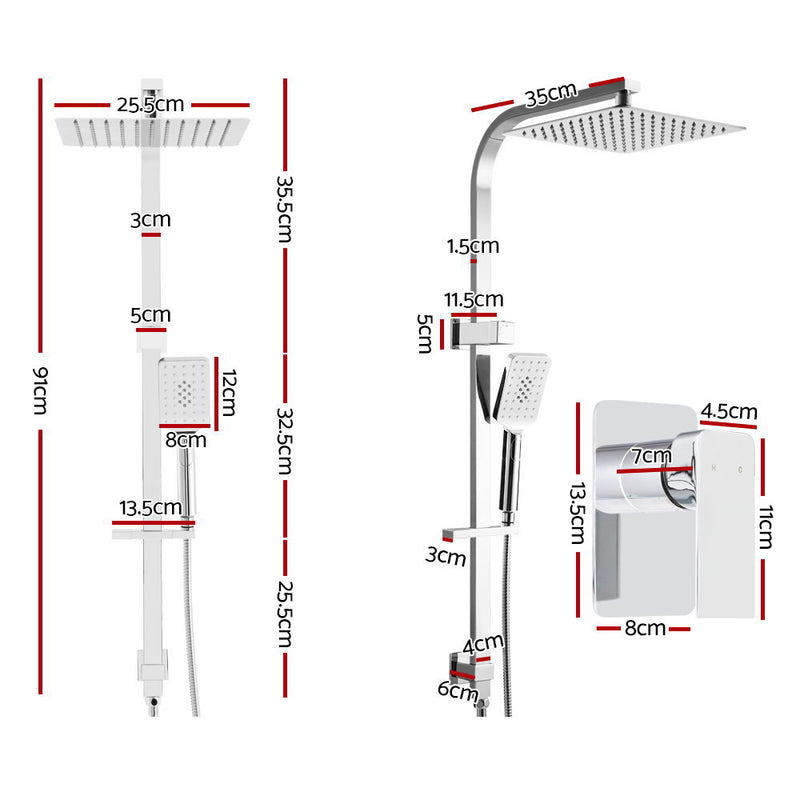 Cefito WELS 10'' Rain Shower Head Mixer Square Handheld High Pressure Wall Chrome