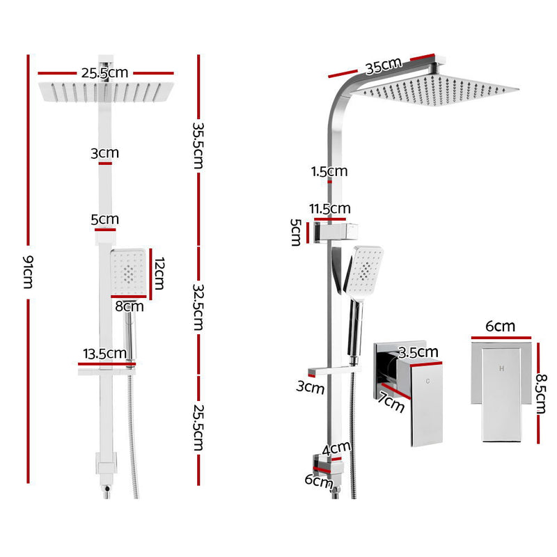 WELS 10 Rain Shower Head Set Bathroom Square Dual Heads Taps Hand Held High Pressure DIY"