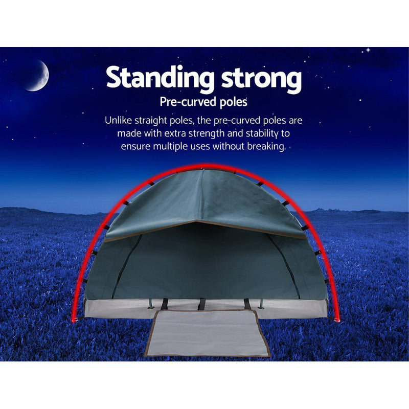 Weisshorn King Single Swag Camping Swag Canvas Tent - Navy