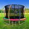 10FT Trampoline Round Trampolines With Basketball Hoop Kids Present Gift Enclosure Safety Net Pad Outdoor Multi-coloured