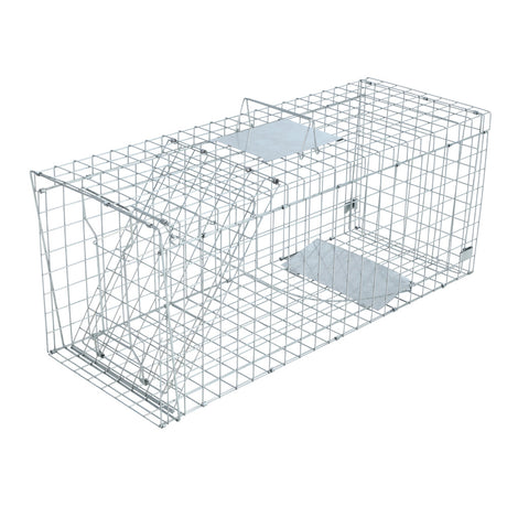 Humane Animal Trap Cage 108 x 40 x 45cm  - Silver