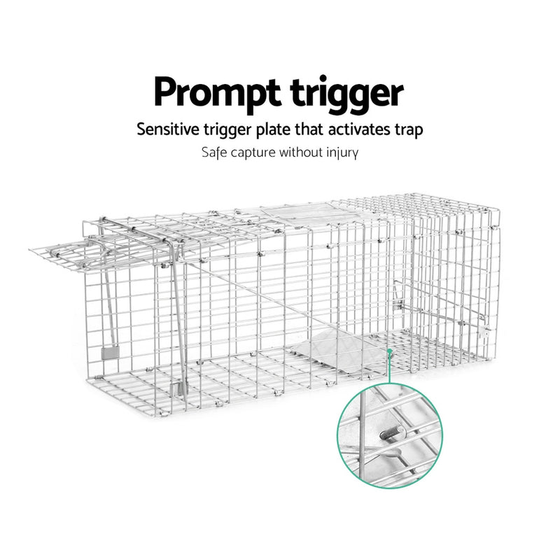 Humane Animal Trap Cage 66 x 23 x 25cm  - Silver