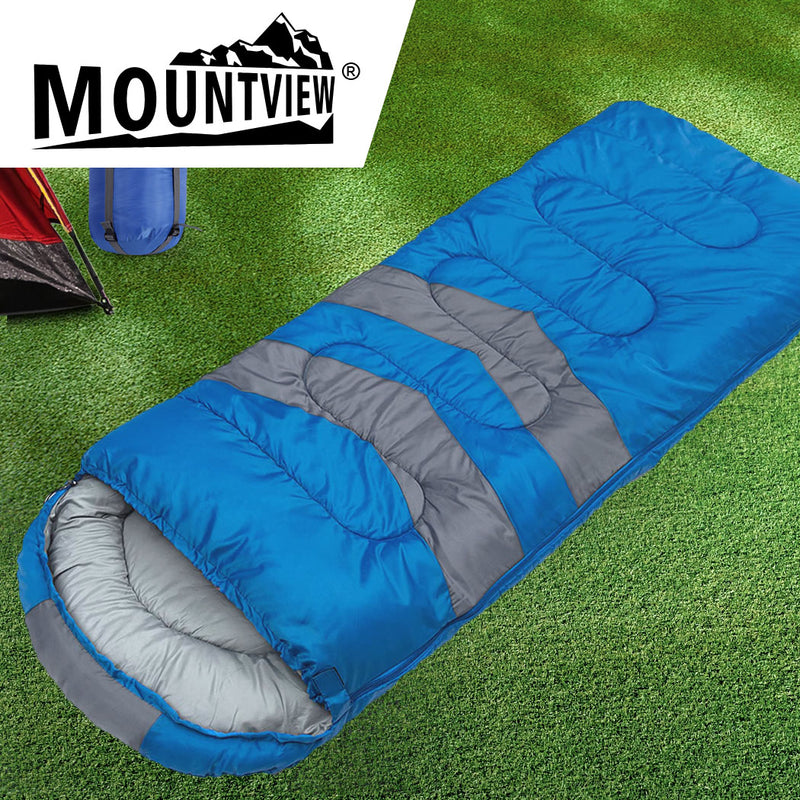 Mountview Single Sleeping Bag Bags Outdoor Camping Hiking Thermal -10 deg Tent Blue