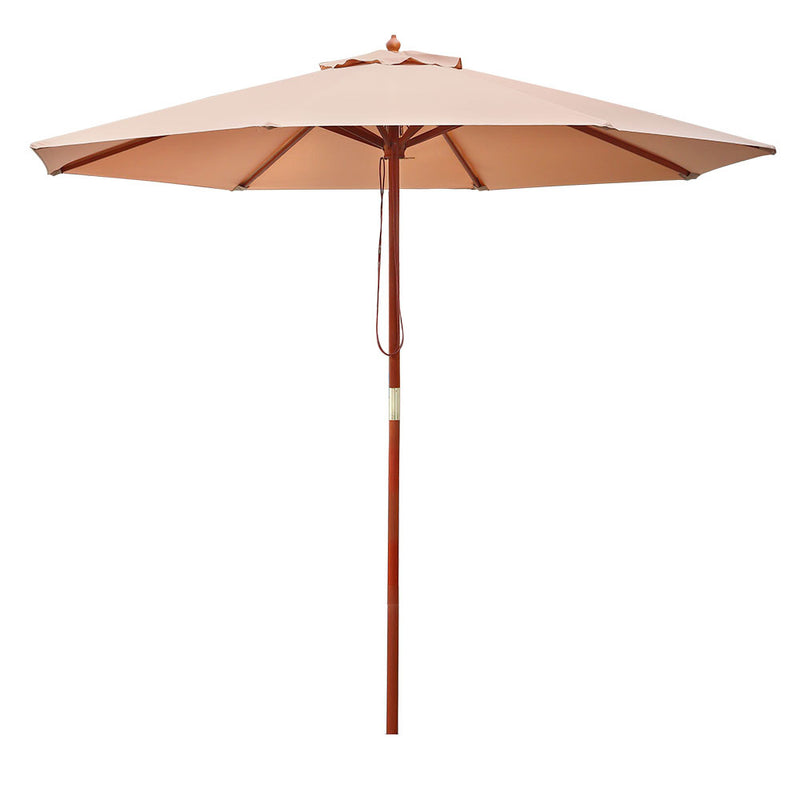 Instahut 2.7M Outdoor Pole Umbrella Cantilever Stand Garden Umbrellas Patio Beige