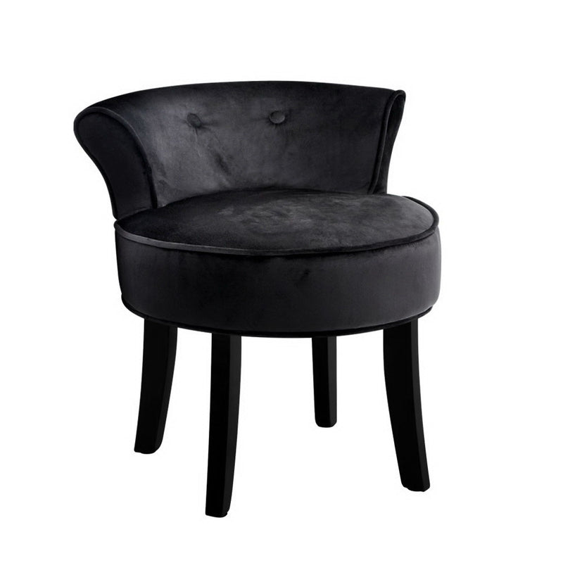 Artiss Velvet Vanity Stool Backrest Stools Dressing Table Chair Makeup Bedroom Black