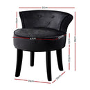 Artiss Velvet Vanity Stool Backrest Stools Dressing Table Chair Makeup Bedroom Black