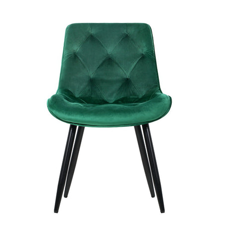 Artiss Starlyn Dining Chairs Kitchen Chairs Velvet Padded Seat Set of 2 Green