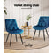 Artiss Starlyn Dining Chairs Kitchen Chairs Velvet Padded Seat Set of 2 Blue