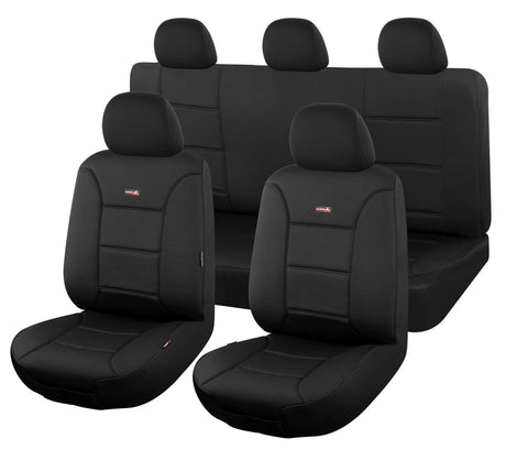 Seat Covers for TOYOTA HIACE CREW VAN LWB 02/2019 -ON 2 ROWS SHARKSKIN BLACK