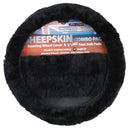 Sheepskin Steering Wheel Cover & Seat Belt Pads Combo Luxury - Black