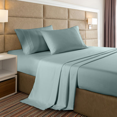 Casa Decor 2000 Thread Count Bamboo Cooling Sheet Set Ultra Soft Bedding - Double - Frost