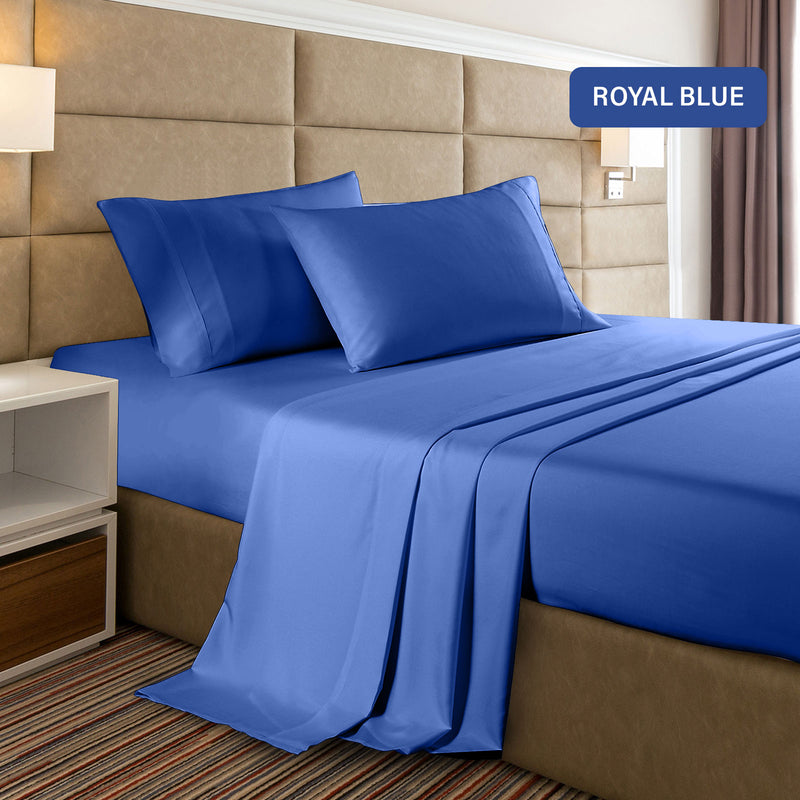 Casa Decor 2000 Thread Count Bamboo Cooling Sheet Set Ultra Soft Bedding - Double - Royal Blue