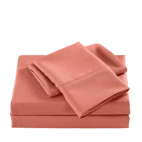 Casa Decor 2000 Thread Count Bamboo Cooling Sheet Set Ultra Soft Bedding - King - Peach